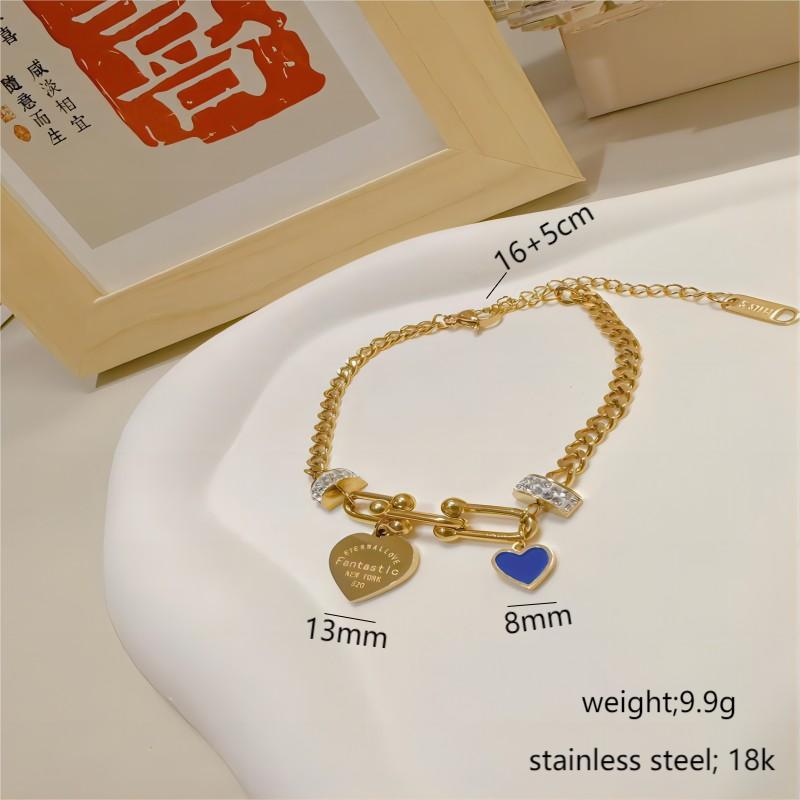 Pulsera de trébol de acero titanium vendedora caliente transfronteriza europea y americana con incrustaciones de concha pulsera colgante pulsera de diseño avanzado sin desvanecimiento al por mayor