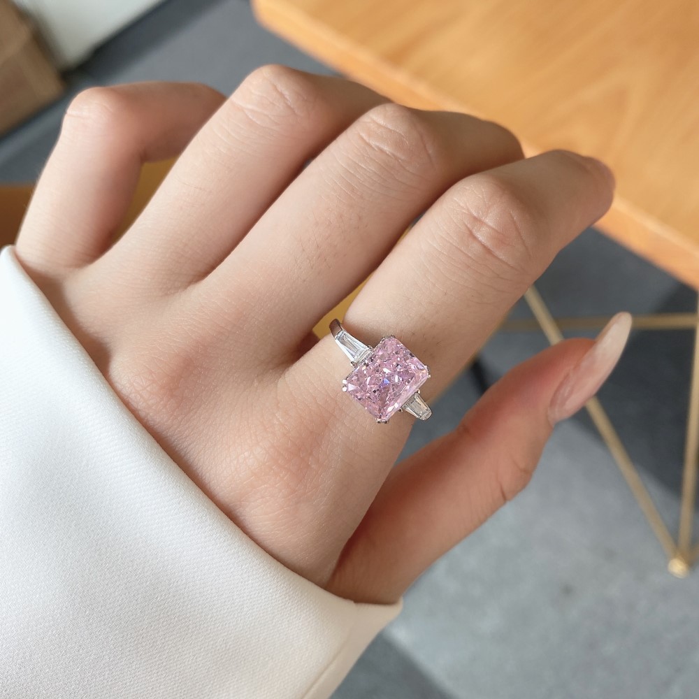 Luxurious Square Sterling Silver Plating Zircon Rings