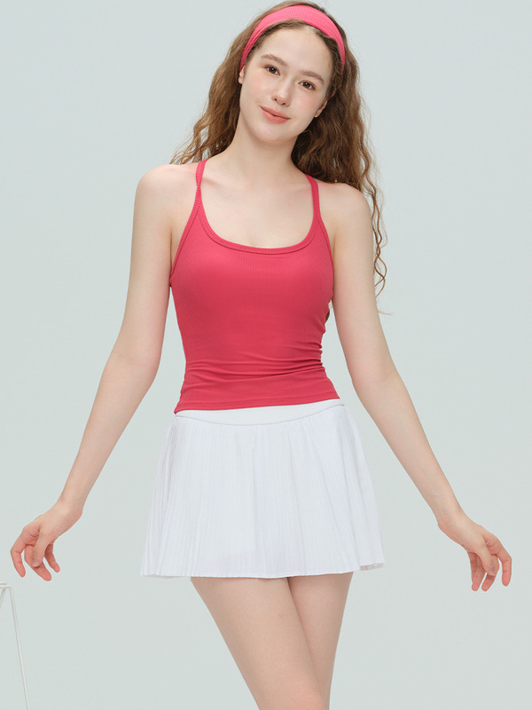 2025秋冬新品瑜伽服女固定杯吊带晓星氨纶健身服螺纹长款运动内衣|undefined