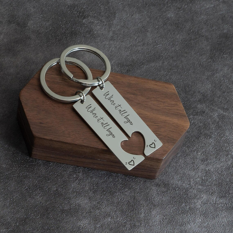 Etsy's Best-Selling Customized Personalized Valentine's Day Gift for Couples, Keychain Pendant, Titanium Steel Metal Key, Cross-Border