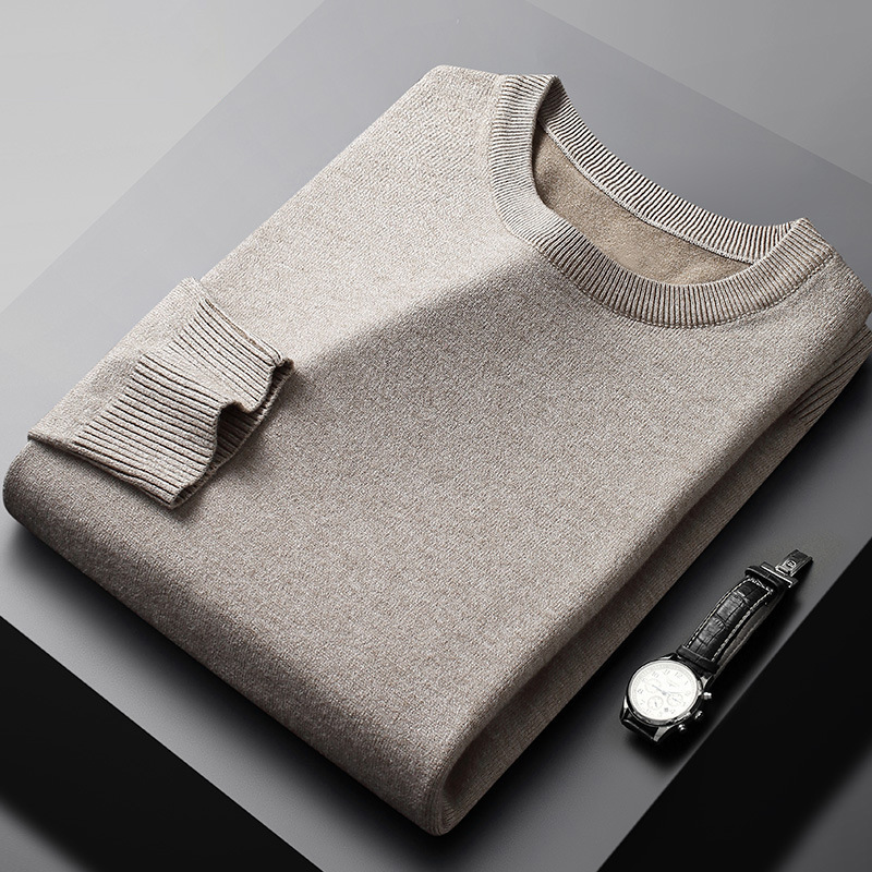 Autumn and Winter New Sweater Men's Round Neck Casual Fashion Top Base Knitted Sweater All-match Knitted Base Shirt Men