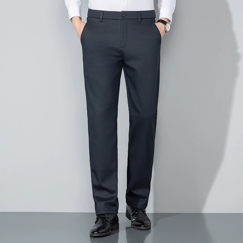 2024 Новые зимние мужские повседневные брюки с бархатом толстые брюки среднего и пожилого возраста Leisel Tisel прямые брюки