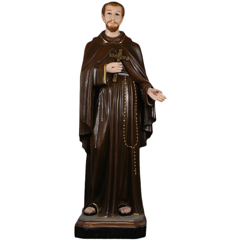 160cm San Francisco cinco heridas adornos santos Mirando la estatua de vidrio FRP decoración de la iglesia doméstica