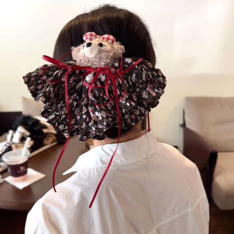 少女心可爱卡通裙摆弹簧夹2025新款马尾半扎碎发蝴蝶结一字发夹子|undefined