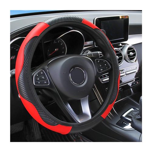 Cross-border best-selling carbon fiber pattern elastic steering wheel cover, all-season universal no inner ring leather steering wheel cover wholesale and distribution