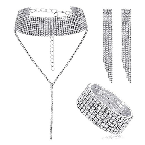 Bridesmaid's diamond bomb ball gown evening bag, full of diamonds claw chain tassel bracelet earrings necklace four-piece set jewelry set 