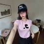 韩国修身卷边短袖针织衫