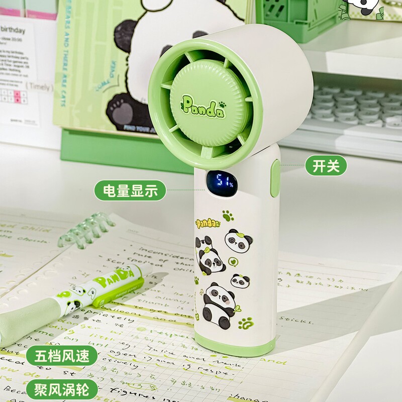 Household Hanging Neck Fan Summer New Low Noise Panda Desktop Fan Cooling Mini Handheld High Speed Fan