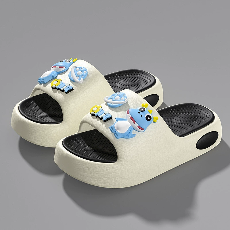 Милые детские тапочки с динозаврами для домашнего использования, новый летний стиль для мальчиков, удобные сандалии с героями мультфильмов для детей старшего возраста, тапочки для девочек.