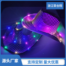 跨境LED亮片发光牛仔帽 舞台派对活动表演道具闪光牛仔礼品帽子
