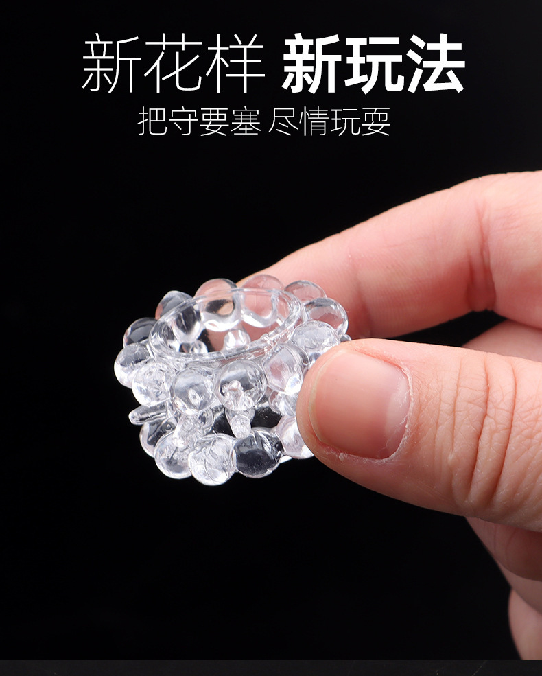 Double-Row Beaded Lock Ring Textured TPE Cock Ring for Men — detail image 6