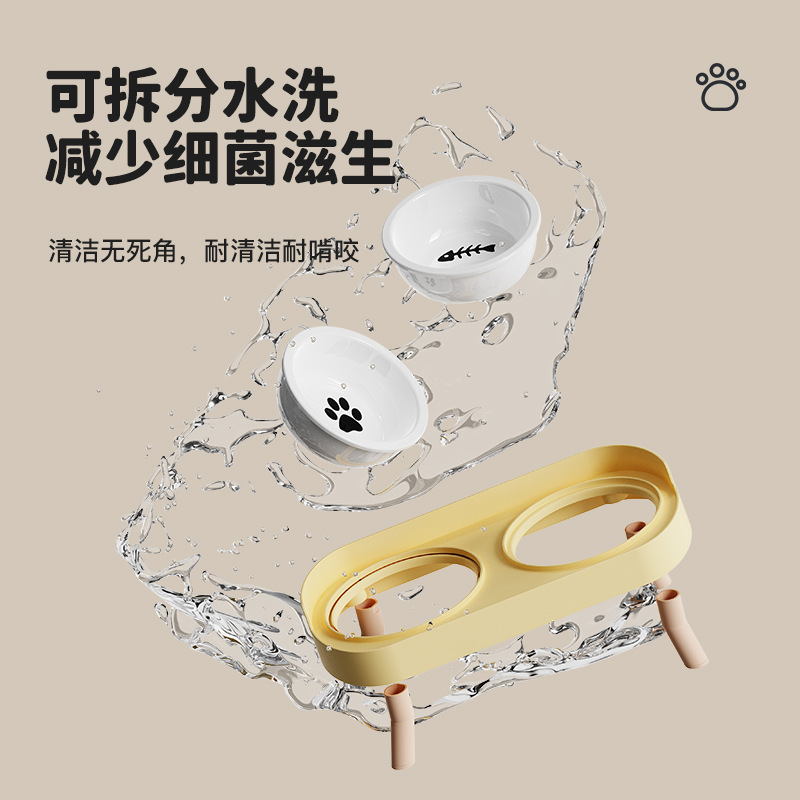 ペットの餌ボウル、漏れ防止設計、セラミックダブルボウル、ペット用品、転倒防止、水と餌のオールインワンダブルボウル|undefined