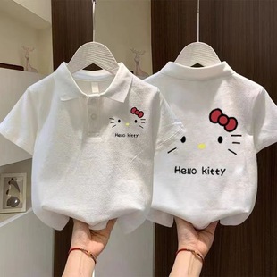 Girls Pure Cotton Short-Sleeved T-Shirt 2025 Fashionable Summer Trend Versatile New Style Kidsren's Style Polo Baby Top