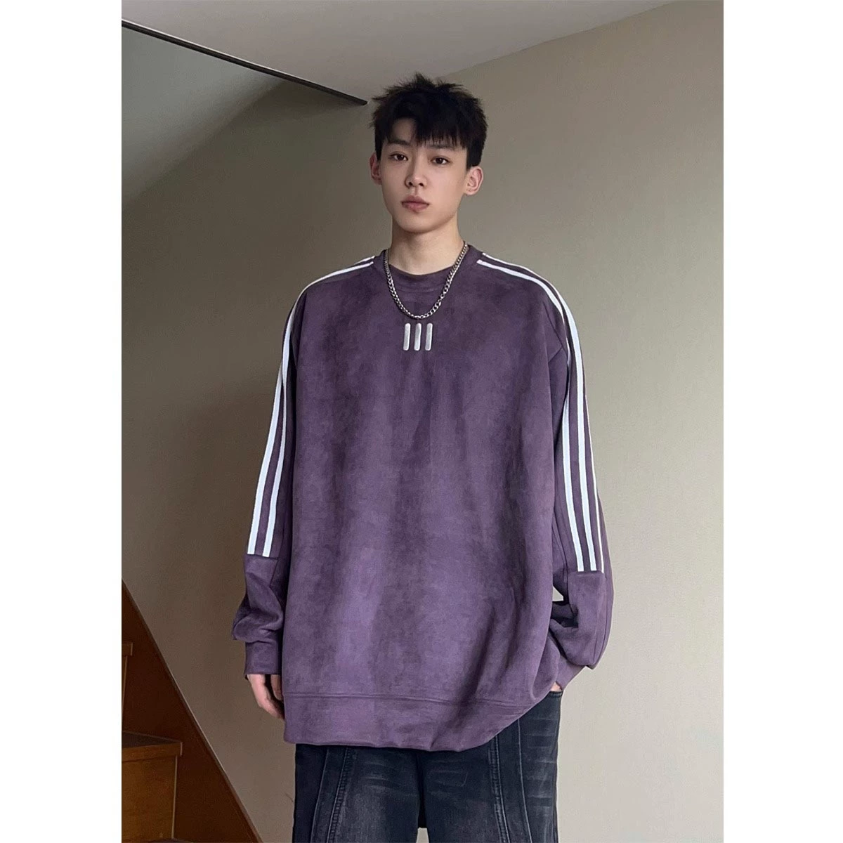 Американский тяжелый рукав с рукавами с круглым воротником свитер для мужчин и женщин