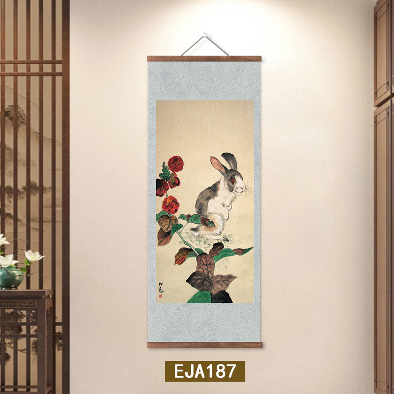 干支風水スクロール絵巻物、ネズミ、牛、虎、ウサギ、龍、ヘビ、馬、羊、猿、鶏、犬、豚、リビングルームの富を引き寄せる装飾画|undefined