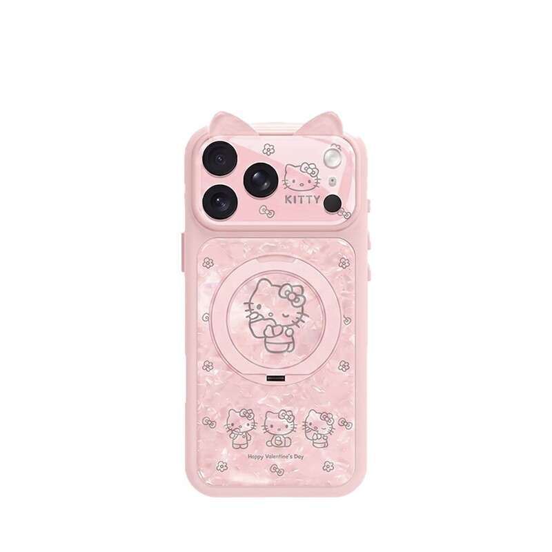 Bowknot Cat Rotating Stand Suitable for Apple 18Pm Phone Case with Shell Pattern Cat Ears and Large Window for 17/16 Models Bowknot Cat Rotating Stand Suitable for Apple 18Pm Phone Case with Shell Pattern Cat Ears and Large Window for 17/16 Models