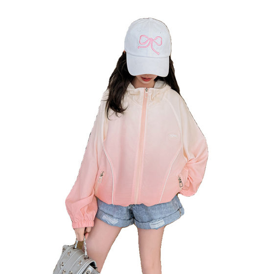 Girls' Sunscreen Clothing Summer Thin Coat Children's Sunscreen Clothing Ice Silk Big Children's Girl's 2025 New Women's Breathable
