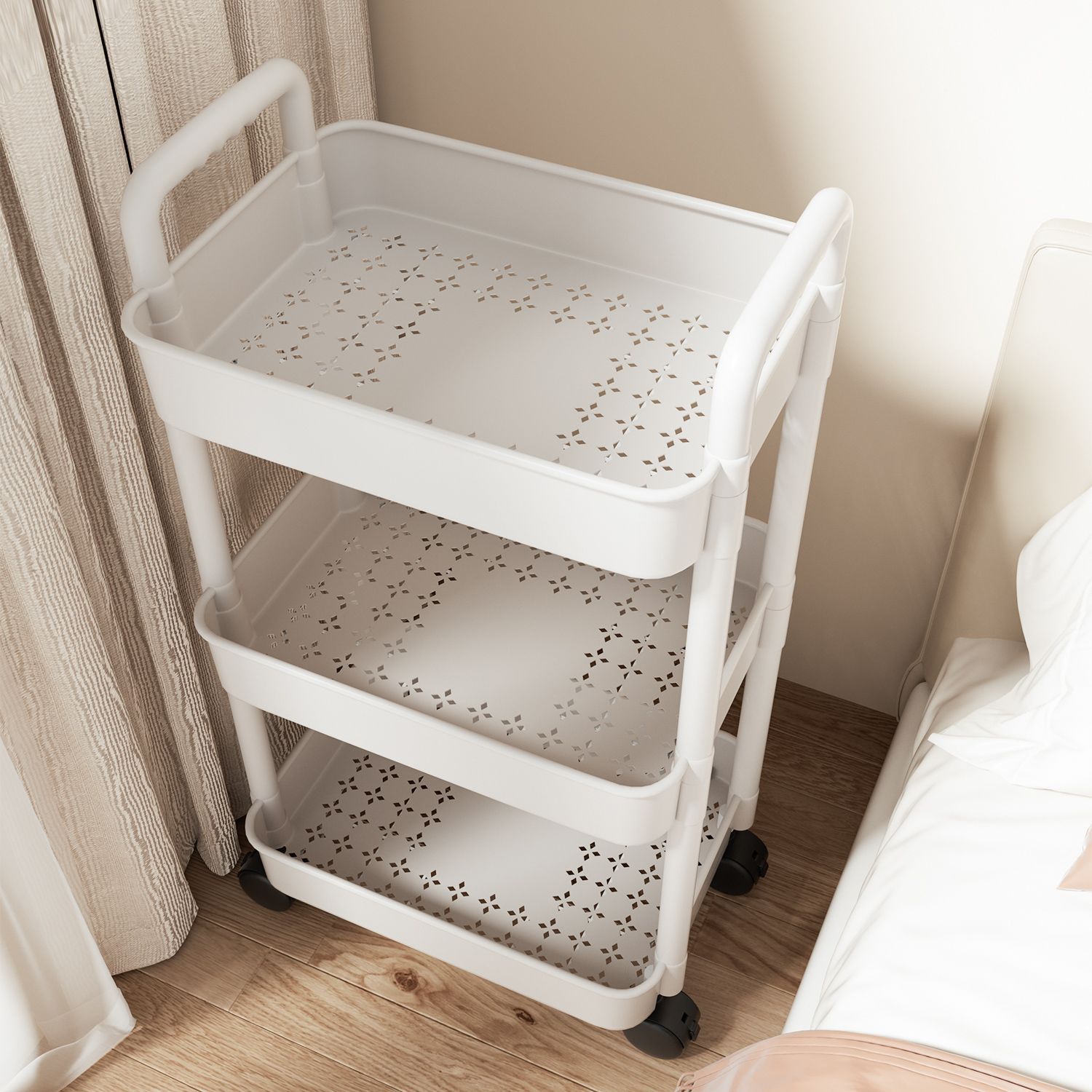 Cross-Border Trolley Storage Rack for Home Use, Snack Storage, Floor-Standing Multi-Layer Living Room Storage Bookshelf, Mobile Kitchen Vegetable Basket Storage