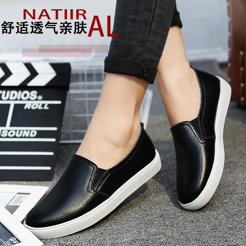 2023 primavera nueva mujer plana de las mujeres zapatos coreanos casual zapatos de cuero mocasines zapatos blancos ligeros