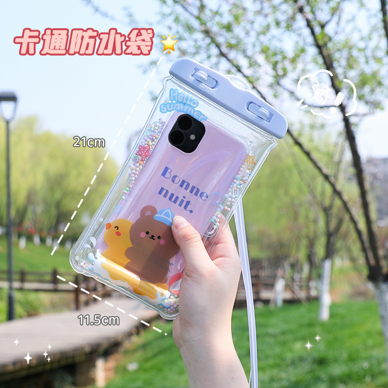漫画の携帯電話の防水袋の屋外のエアバッグの浮遊のタッチパネルの保護カバーの漂流の水泳の携帯電話の袋は通用します。|undefined