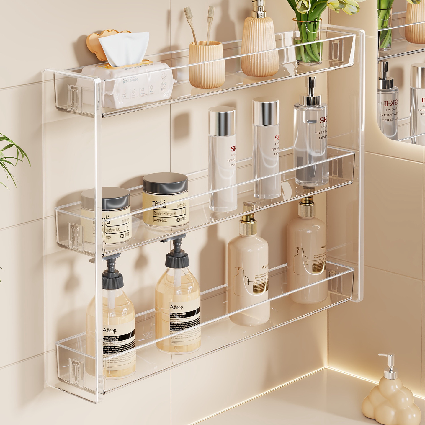 Estante Organizador de Pared Multifuncional para Baño image 1