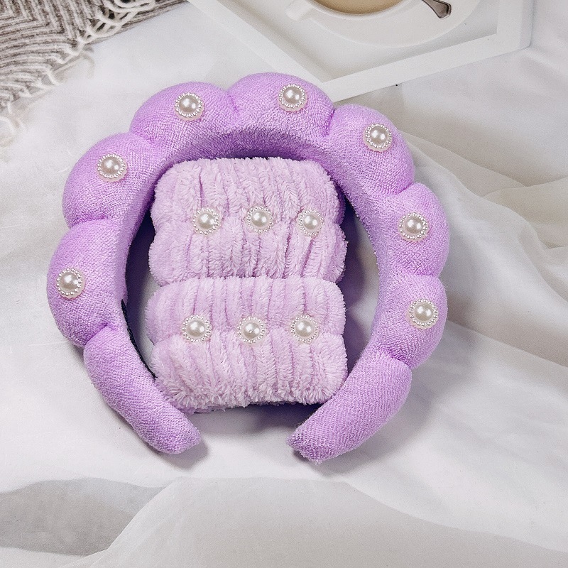 초음파 트위스트 진주 머리띠-보라색 (20*17*4cm 86g)