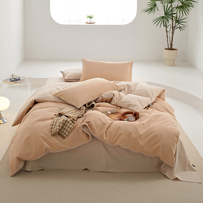 Class A Wild Goose Pattern Thickened Sanding 4-piece Set Light Luxury Simple Xinjiang Long-staple Cotton Warm Super Soft Sanding Bedding for Autumn and Winter