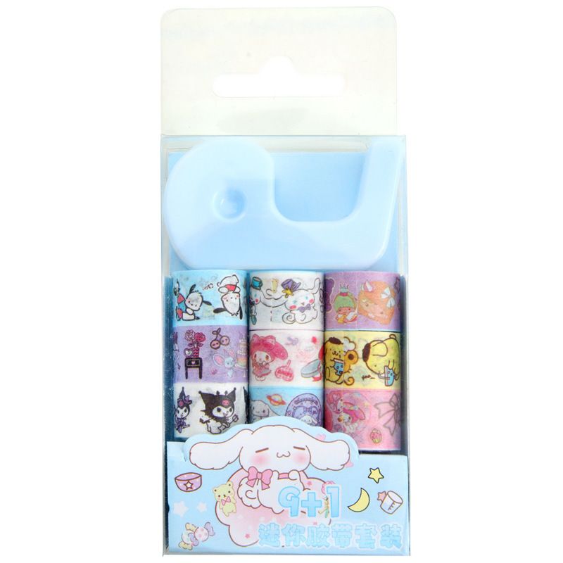 Caricatura cool cool mi 9 + 1 conjunto de mini y cinta adhesiva de papel para niños DIY pegatinas de cuentas de mano estudiantes de cinta adhesiva de corazón de niña