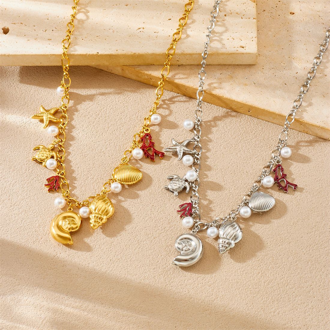 small design coral pendant stainless steel