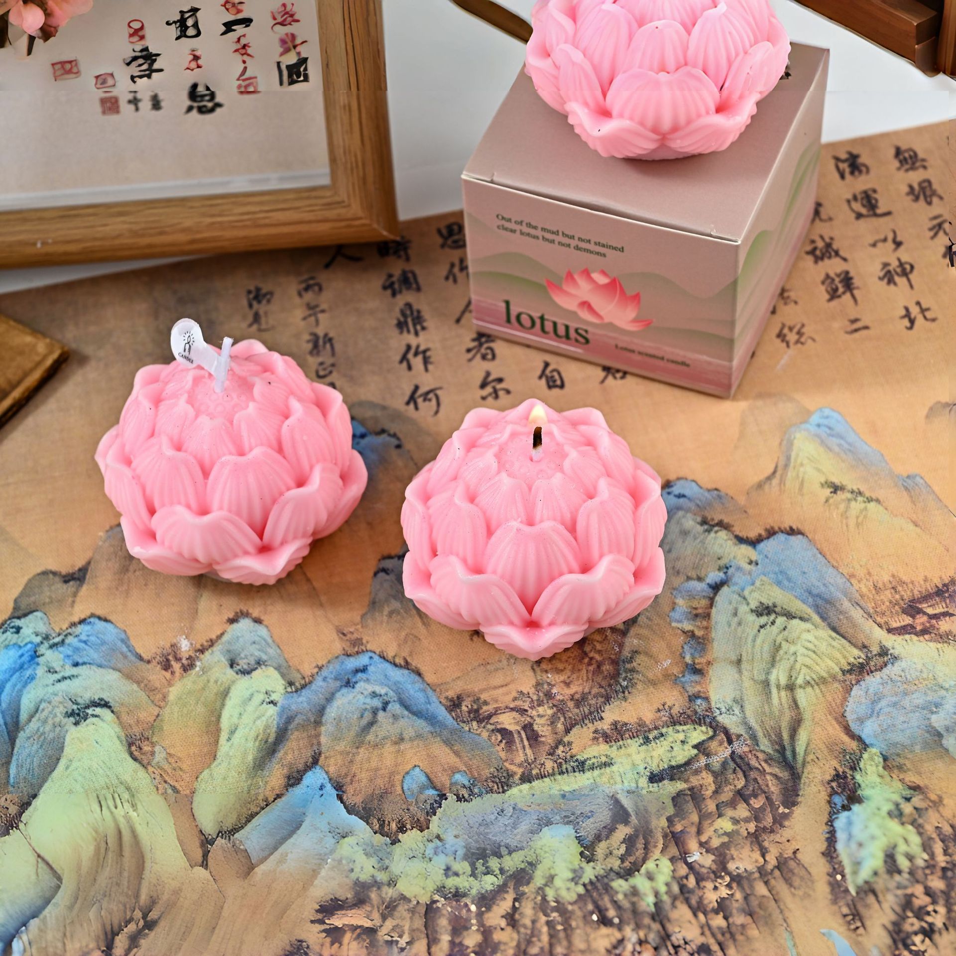 幸運の蓮の香りのキャンドル中国風の雰囲気のギフト装飾品装飾ホーム手作り蓮の形のワックス