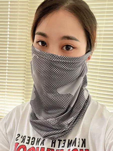 Summer Ice Silk Sun Protection Ear-Hanging Face Mask for Men, Suitable for Riding Electric Bikes, Face Covering, Uv Protection, Face Shield, Neck Gaiter, Fishing
