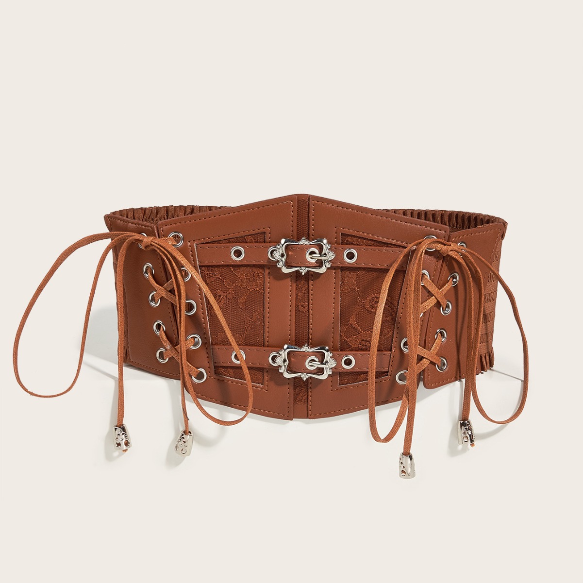 Nový pásek, krajkový pásek, kožený pásek v pase, dámská dekorace, tvarující postavu, evropská a americká retro kovová spona, elastický pas_voghion.com