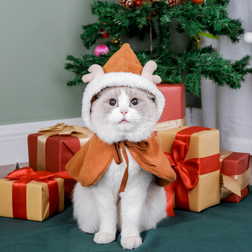New cape British short hairless cat winter cat clothes Christmas tree elk winter Christmas shawl pet clothes