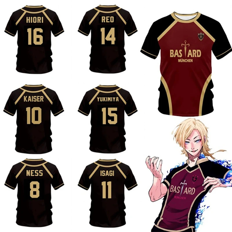 アニメブルーロックマイケルKAISER 3Dデジタル印刷メンズtシャツファッションスポーツ半袖トップススポーツ|undefined