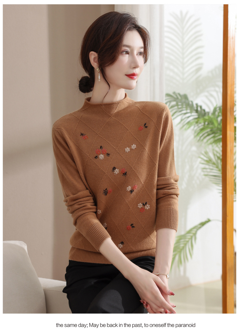 D7055 1490K ÁO LEN NỮ TONTDI ÁO LEN MÙA XUÂN THU ĐÔNG TRUNG NIÊN HỌA TIẾT HOA THỜI TRANG NỮ G04 SẢN PHẨM MỚI
