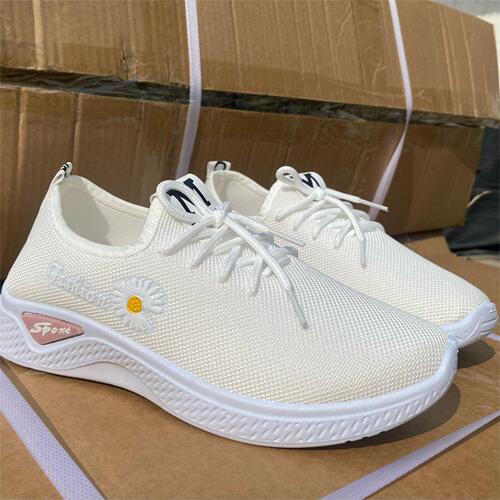 Women's Daisies Sports Shoes, Mesh Sneakers, Breathable Casual Flat Shoes, Single Women's Shoes, Flyknit Women's Sports Shoes, Fitness Shoes