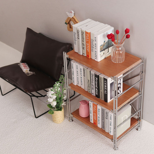 Miniature food toy model wrought iron storage rack bookshelf storage rack desk mini model 12 points dollhouse