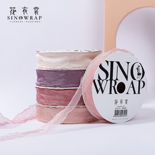 Floral clothes super sweet romantic gauze ribbon flower packaging ribbon bouquet gift baking ribbon flower shop packaging for wholesale