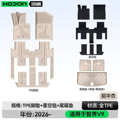 Modelə uyğun ayaqaltı | Zhijie V9 Floor Mats, Tpe26 - 212t01-zhijie-v9-26-models-seven-seats-package-model-shaohua-apricot-tpe-black-starry-sky-blanket-trunk-single-cushion-back-cushion