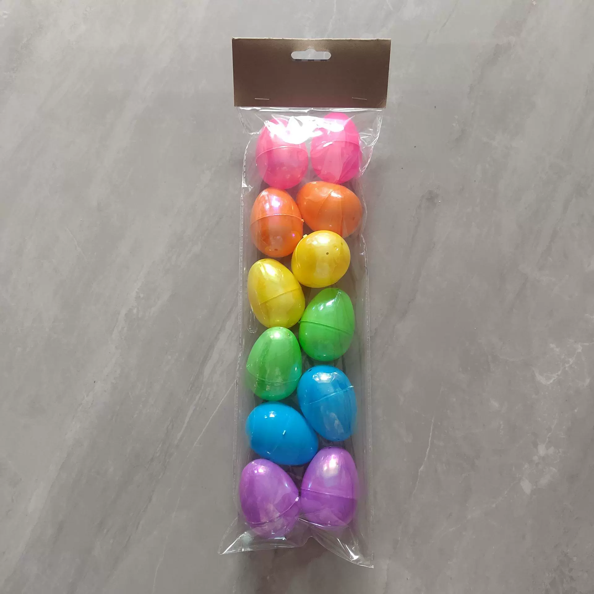 跨境复活节彩蛋填充蛋塑料蛋壳开口蛋七彩扭扭蛋 6cm厂家现货金蛋