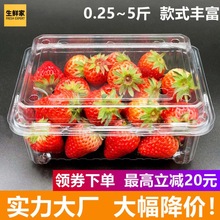 一次水果盒一次性盒子带盖透明塑料草莓一斤装克打包盒包装盒