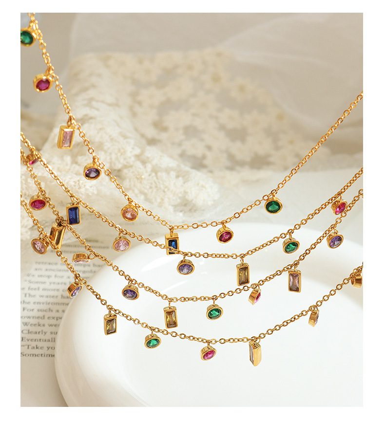 Fashion Square Titanium Steel Inlay Zircon Womenu0027S Bracelets Necklace