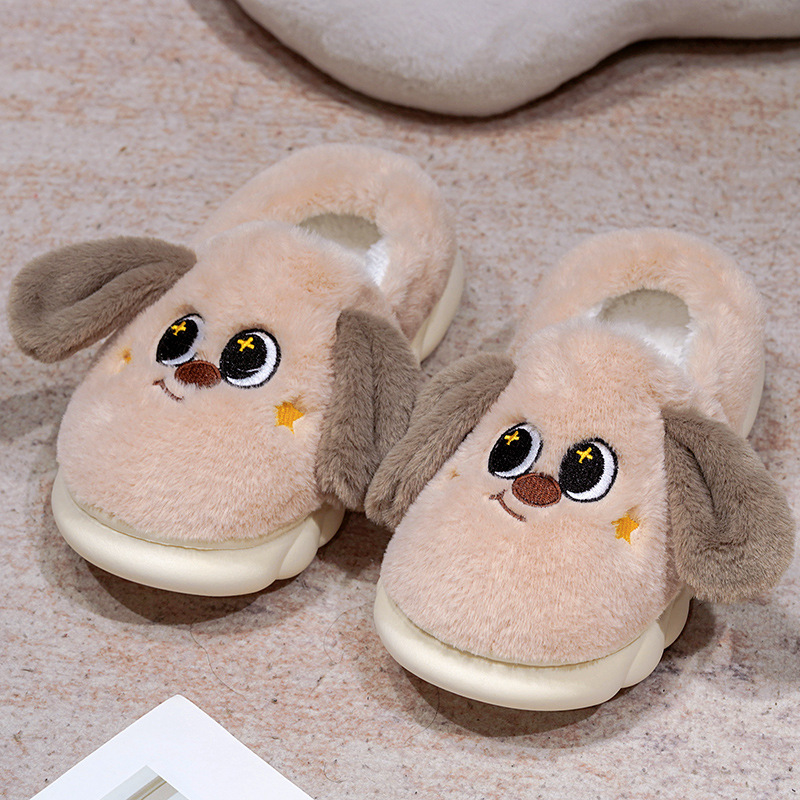 Bolsas de dibujos animados de invierno zapatillas de algodón para mujeres lindas interiores casa cálida con base gruesa dormitorio pareja zapatos de suelo de algodón