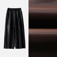 新意法磨毛内里人造革皮裤女士冬款保暖阔腿裤垂感直筒裤N3242