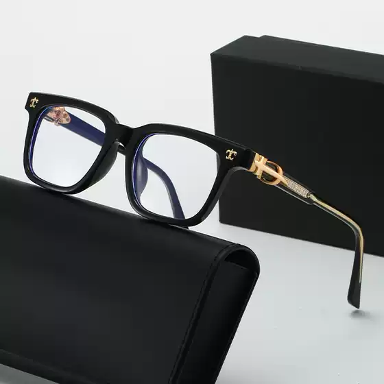 New Style Imitation Plate Leg Crowe Heart TR Pin Anti-Blue Light Flat Mirror Men's and Women's Retro Fashion Square Glasses Frame