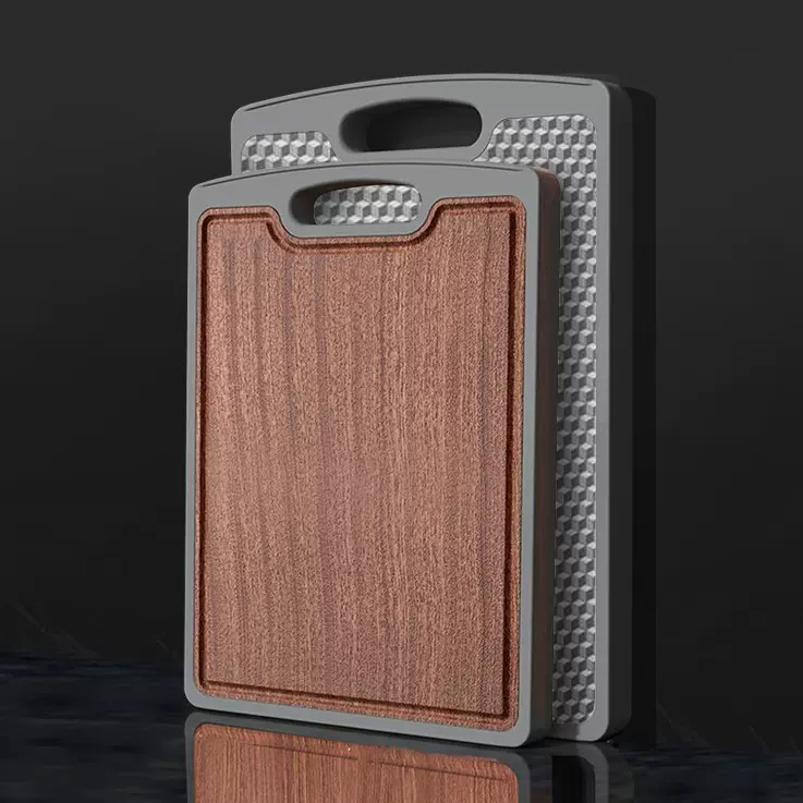 严选纯钛菜板乌檀木砧板304不锈钢切菜板双面防霉抑菌案板整木