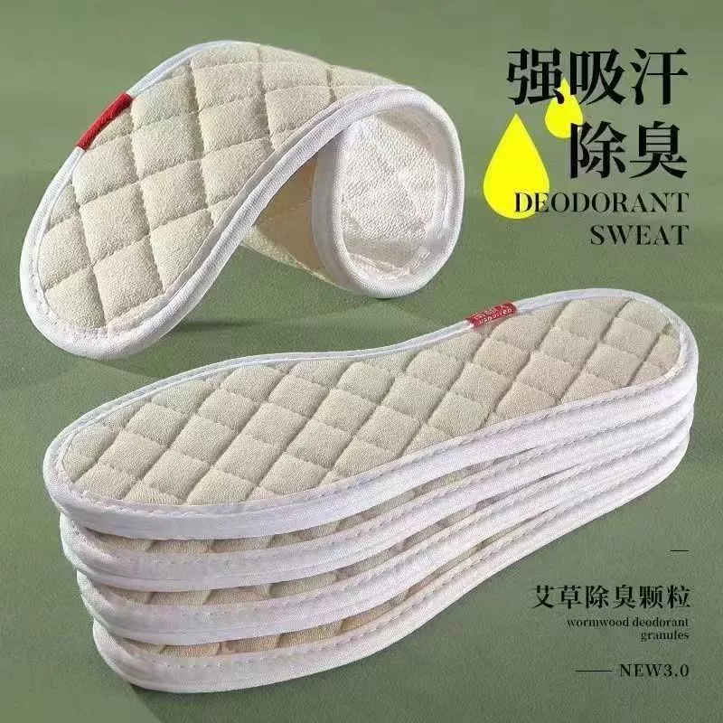 Дезодорант из полыни и впитывающие пот стельки из хлопка и льна с ароматом, против запаха ног, ручной работы, утолщенные кожаные туфли для мужчин и женщин, мягкая подошва, удобные и дышащие.