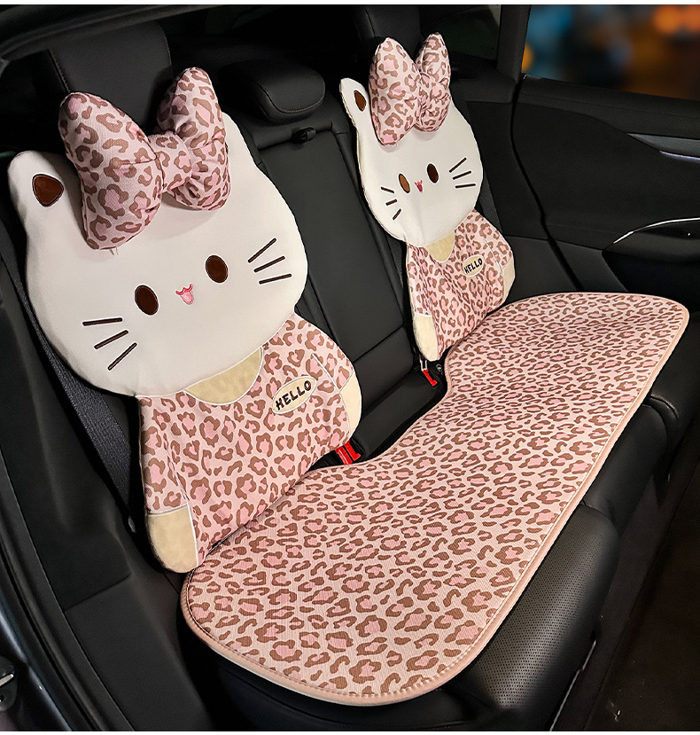 Cross-border leopard print car seat cushion, summer linen car seat cover, non-slip breathable seat pad, universal seat cover for all seasons