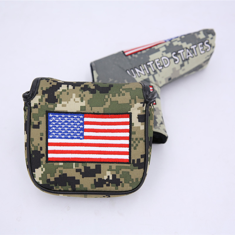 Golf camuflaje bordado putter cubierta cuadrado putter cabeza cubierta protectora nylon hebilla magnética a la imagen
