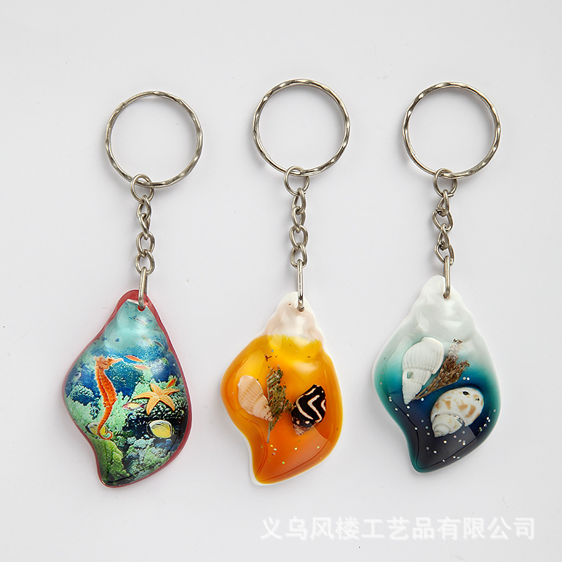 Llavero con conchas y estrellas de mar, recuerdo creativo de playa, venta directa de fábrica